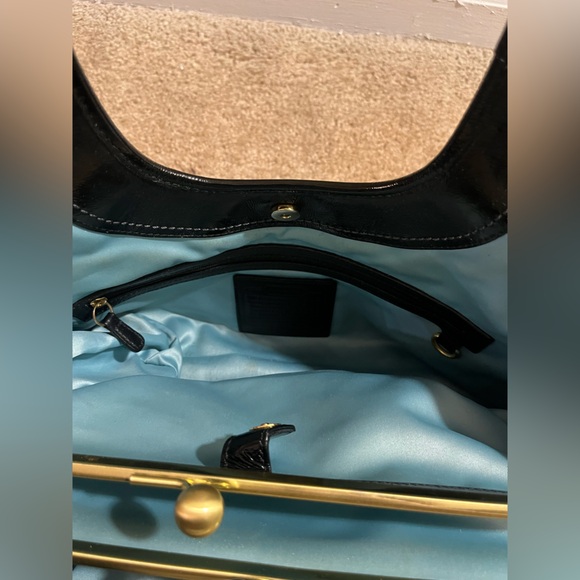 Coach Ergo Patent Leather Black Kisslock Leather Shoulder Bag Purse 12520 - Picture 6 of 9